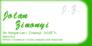 jolan zimonyi business card